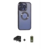 MARSİLYAN™- iPhone 15 Pro Max Kılıf Pusula Form - Siyah Joko Magic 5D Hayalet Cam + Gümüş Raze Metal Kamera Lens