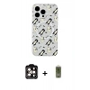 MARSİLYAN™- iPhone 15 Pro Max Kılıf Pusula Form - Siyah Joko Magic 5D Hayalet Cam + PVD Metal Kamera Lens - TU