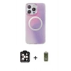 MARSİLYAN™- iPhone 15 Pro Max Kılıf Pusula Form - Siyah Joko Magic 5D Hayalet Cam + Turuncu PVD Metal Kamera Lens