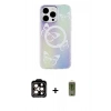 MARSİLYAN™- iPhone 15 Pro Max Kılıf Pusula Form - Siyah Joko Magic 5D Hayalet Cam + Turuncu PVD Metal Kamera Lens