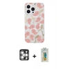 MARSİLYAN™- iPhone 15 Pro Max Kılıf Pusula Form - Siyah Polymer Nano Ekran Koruyucu + PVD Metal Kamera Lens - GS