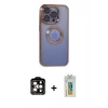 MARSİLYAN™- iPhone 15 Pro Max Kılıf Pusula Form - Siyah Polymer Nano Ekran Koruyucu + PVD Metal Kamera Lens - TU