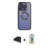 MARSİLYAN™- iPhone 15 Pro Max Kılıf Pusula Form - Siyah Polymer Nano Ekran Koruyucu + Raze Metal Kamera Lens - TMGI