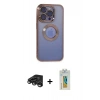 MARSİLYAN™- iPhone 15 Pro Max Kılıf Pusula Form - Siyah Polymer Nano Ekran Koruyucu + Raze Metal Kamera Lens - TMGI