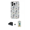 MARSİLYAN™- iPhone 15 Pro Max Kılıf Pusula Form - Siyah Polymer Nano Ekran Koruyucu + Raze Metal Kamera Lens - LT