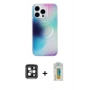 MARSİLYAN™- iPhone 15 Pro Max Kılıf Pusula Form - Siyah Polymer Nano Ekran Koruyucu + Siyah PVD Metal Kamera Lens