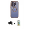 MARSİLYAN™- iPhone 15 Pro Max Kılıf Pusula Form - Siyah Polymer Nano Ekran Koruyucu + Raze Metal Kamera Lens - SH