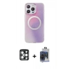 MARSİLYAN™- iPhone 15 Pro Max Kılıf Pusula Form - Siyah Vanessa Magic Cam + PVD Metal Kamera Lens - LT