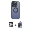 MARSİLYAN™- iPhone 15 Pro Max Kılıf Pusula Form - Siyah Vanessa Magic Cam + PVD Metal Kamera Lens - GS