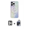 MARSİLYAN™- iPhone 15 Pro Max Kılıf Pusula Form - Siyah Vanessa Magic Cam + PVD Metal Kamera Lens - GS