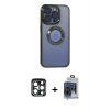 MARSİLYAN™- iPhone 15 Pro Max Kılıf Pusula Form - Siyah Vanessa Magic Cam + PVD Metal Kamera Lens - LT