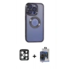 MARSİLYAN™- iPhone 15 Pro Max Kılıf Pusula Form - Siyah Vanessa Magic Cam + PVD Metal Kamera Lens - LT