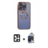 MARSİLYAN™- iPhone 15 Pro Max Kılıf Pusula Form - Siyah Vanessa Magic Cam + PVD Metal Kamera Lens - LT