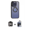 MARSİLYAN™- iPhone 15 Pro Max Kılıf Pusula Form - Siyah Vanessa Magic Cam + PVD Metal Kamera Lens - TU