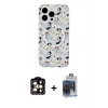 MARSİLYAN™- iPhone 15 Pro Max Kılıf Pusula Form - Siyah Vanessa Magic Cam + Turuncu PVD Metal Kamera Lens