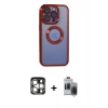 MARSİLYAN™- iPhone 15 Pro Max Kılıf Pusula Form - Siyah Vanessa Magic Hayalet Cam + PVD Metal Kamera Lens - GS