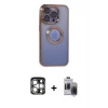 MARSİLYAN™- iPhone 15 Pro Max Kılıf Pusula Form - Siyah Vanessa Magic Hayalet Cam + PVD Metal Kamera Lens - GS