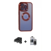 MARSİLYAN™- iPhone 15 Pro Max Kılıf Pusula Form - Siyah Vanessa Magic Hayalet Cam + Gümüş Raze Metal Kamera Lens