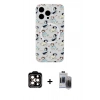 MARSİLYAN™- iPhone 15 Pro Max Kılıf Pusula Form - Siyah Vanessa Magic Hayalet Cam + PVD Metal Kamera Lens - TU
