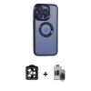 MARSİLYAN™- iPhone 15 Pro Max Kılıf Pusula Form - Siyah Vanessa Magic Hayalet Cam + PVD Metal Kamera Lens - TU