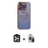 MARSİLYAN™- iPhone 15 Pro Max Kılıf Pusula Form - Siyah Vanessa Magic Hayalet Cam + PVD Metal Kamera Lens - TU