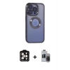 MARSİLYAN™- iPhone 15 Pro Max Kılıf Pusula Form - Siyah Vanessa Magic Hayalet Cam + PVD Metal Kamera Lens - TU