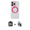 MARSİLYAN™- iPhone 15 Pro Max Kılıf Pusula Form - Siyah Vanessa Magic Hayalet Cam + PVD Metal Kamera Lens - TU