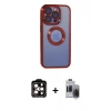 MARSİLYAN™- iPhone 15 Pro Max Kılıf Pusula Form - Siyah Vanessa Magic Hayalet Cam + PVD Metal Kamera Lens - TU