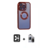 MARSİLYAN™- iPhone 15 Pro Max Kılıf Pusula Form - Siyah Vanessa Magic Hayalet Cam + PVD Metal Kamera Lens - SH