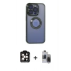 MARSİLYAN™- iPhone 15 Pro Max Kılıf Pusula Form - Siyah Vanessa Magic Hayalet Cam + PVD Metal Kamera Lens - TU