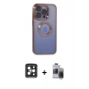 MARSİLYAN™- iPhone 15 Pro Max Kılıf Pusula Form - Siyah Vanessa Magic Hayalet Cam + PVD Metal Kamera Lens - SH