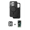 MARSİLYAN™- iPhone 15 Pro Max Kılıf Pusula Işık Koleksiyonu - Şeffaf 360 Full Body Arka Koruyucu + PVD Metal Kamera Lens - LT