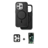 MARSİLYAN™- iPhone 15 Pro Max Kılıf Pusula Işık Koleksiyonu - Şeffaf 360 Full Body Arka Koruyucu + PVD Metal Kamera Lens - GS