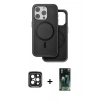 MARSİLYAN™- iPhone 15 Pro Max Kılıf Pusula Işık Koleksiyonu - Şeffaf 360 Full Body Arka Koruyucu + PVD Metal Kamera Lens - SH