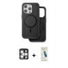 MARSİLYAN™- iPhone 15 Pro Max Kılıf Pusula Işık Koleksiyonu - Şeffaf Pasifik Cam Ekran Koruyucu + PVD Metal Kamera Lens - GS