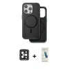 MARSİLYAN™- iPhone 15 Pro Max Kılıf Pusula Işık Koleksiyonu - Şeffaf Pasifik Cam Ekran Koruyucu + PVD Metal Kamera Lens - SH