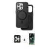 MARSİLYAN™- iPhone 15 Pro Max Kılıf Pusula Işık Koleksiyonu - Siyah 360 Mat Full Body Arka Koruyucu + PVD Metal Kamera Lens - GI