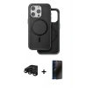 MARSİLYAN™- iPhone 15 Pro Max Kılıf Pusula Işık Koleksiyonu - Siyah 3D Antistatik Hayalet Cam Ekran Koruyucu + Raze Metal Kamera Lens - SH