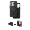 MARSİLYAN™- iPhone 15 Pro Max Kılıf Pusula Işık Koleksiyonu - Siyah 3D Antistatik Mat Seramik Nano Ekran Koruyucu + Raze Metal Kamera Lens - SH