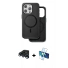 MARSİLYAN™- iPhone 15 Pro Max Kılıf Pusula Işık Koleksiyonu - Siyah 3D Antistatik Seramik Nano Ekran Koruyucu + Raze Metal Kamera Lens - LT