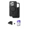 MARSİLYAN™- iPhone 15 Pro Max Kılıf Pusula Işık Koleksiyonu - Siyah Bilvis 5in1 3D Magic Cam Ekran Koruyucu + Raze Metal Kamera Lens - GS