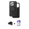 MARSİLYAN™- iPhone 15 Pro Max Kılıf Pusula Işık Koleksiyonu - Siyah Bilvis 5in1 3D Magic Cam Ekran Koruyucu + Raze Metal Kamera Lens - TMGI