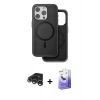 MARSİLYAN™- iPhone 15 Pro Max Kılıf Pusula Işık Koleksiyonu - Siyah Bilvis 5in1 5D Magic Hayalet Cam Ekran Koruyucu + Raze Metal Kamera Lens - GS