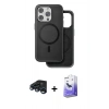 MARSİLYAN™- iPhone 15 Pro Max Kılıf Pusula Işık Koleksiyonu - Siyah Bilvis 5in1 5D Magic Hayalet Cam Ekran Koruyucu + Raze Metal Kamera Lens - LT