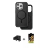 MARSİLYAN™- iPhone 15 Pro Max Kılıf Pusula Işık Koleksiyonu - Siyah Buffer Cam Ekran Koruyucu + Raze Metal Kamera Lens - SH
