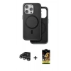 MARSİLYAN™- iPhone 15 Pro Max Kılıf Pusula Işık Koleksiyonu - Siyah Buffer Cam Ekran Koruyucu + Raze Metal Kamera Lens - GS