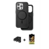 MARSİLYAN™- iPhone 15 Pro Max Kılıf Pusula Işık Koleksiyonu - Siyah Buffer Cam Ekran Koruyucu + Raze Metal Kamera Lens - TMGI