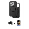MARSİLYAN™- iPhone 15 Pro Max Kılıf Pusula Işık Koleksiyonu - Siyah Buffer Hayalet Cam Ekran Koruyucu + Raze Metal Kamera Lens - SH