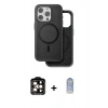 MARSİLYAN™- iPhone 15 Pro Max Kılıf Pusula Işık Koleksiyonu - Siyah Joko Magic 5D Cam + PVD Metal Kamera Lens - TU