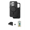 MARSİLYAN™- iPhone 15 Pro Max Kılıf Pusula Işık Koleksiyonu - Siyah Polymer Nano Ekran Koruyucu + Raze Metal Kamera Lens - GS